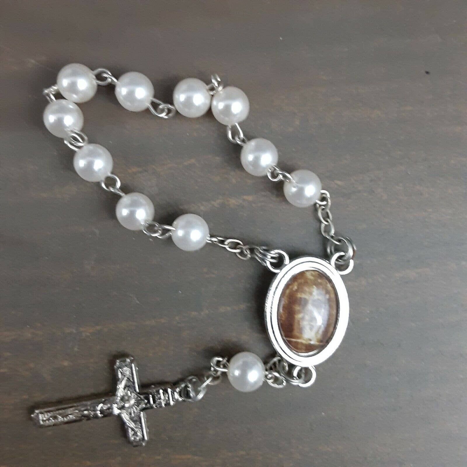 Pocket Rosary Catholic, Pearl White New